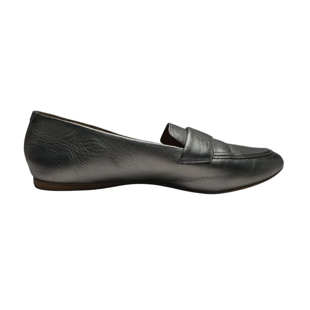 Miz Mooz Ken Pewter‎ Metallic Silver Leather Flats Loafers Womens 41 US 9.5-10